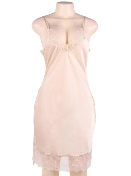 Women Lingerie Nightgown Silk Satin Slip Dress Nightie Lace Chemise Sexy Night Dress Lingerie Plus Size Nightgown Nightwear