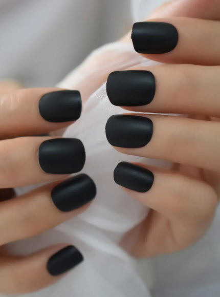 KissIcon Short Matte Black Press On Nails -