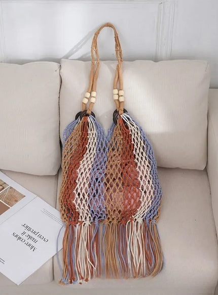 Hand-woven Cotton Thread Ethnic Hollow Shoulder Tote