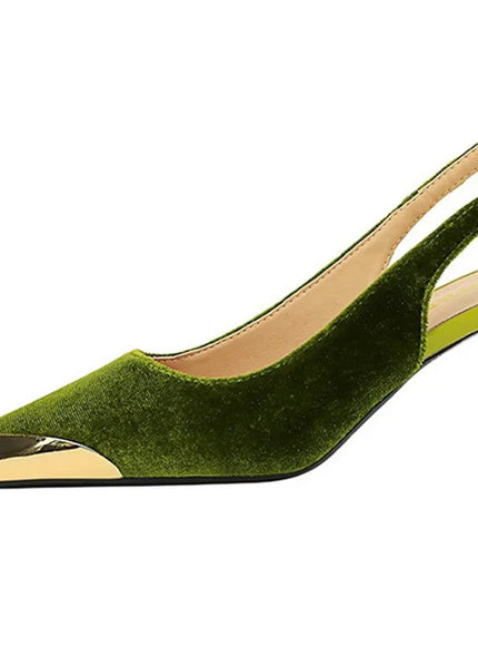 Elegant Women Green High Heel Velvet Pumps Wedding