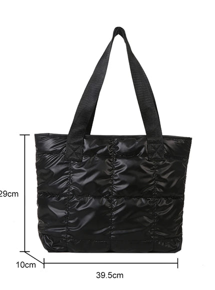 Fashion Ladies Tote Handbags Large Capacity Cotton Padded Shopping Bag Rhombus Portable Handbag Quilted Solid for Leisure Travel