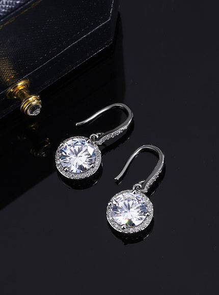 KissIcon S925 Silver Plated Crystal Earrings Wedding Ready
