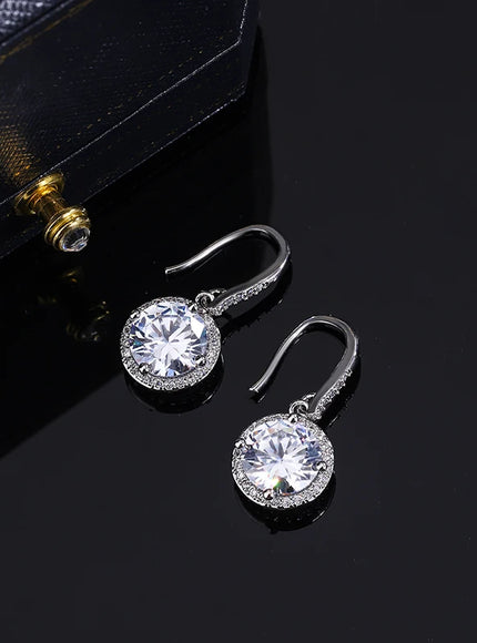 KissIcon S925 Silver Plated Crystal Earrings Wedding Ready
