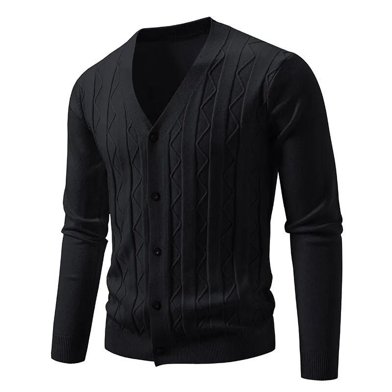 2025 New Knit Cardigan Men Korean Style Fashion Smart Casual V-Neck Knitted Sweatercoat Mens Solid Color Slim Sweater Outerwear