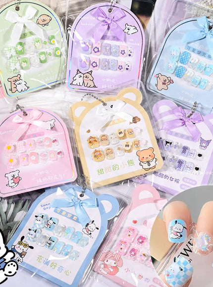 KissIcon Kids Kuromi Press On Nails With Jelly