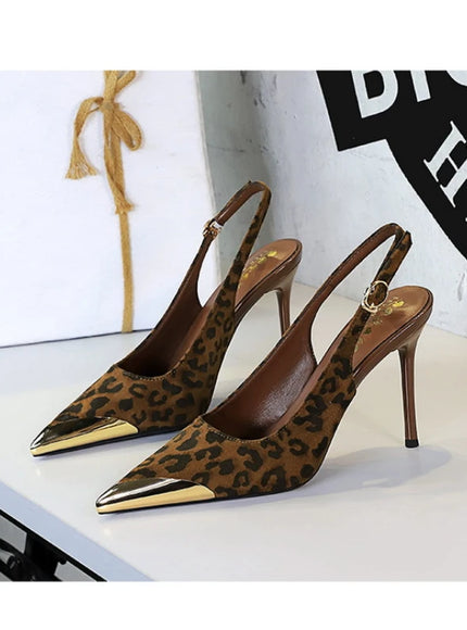 European American Style Metal Pointed High Heels Slim