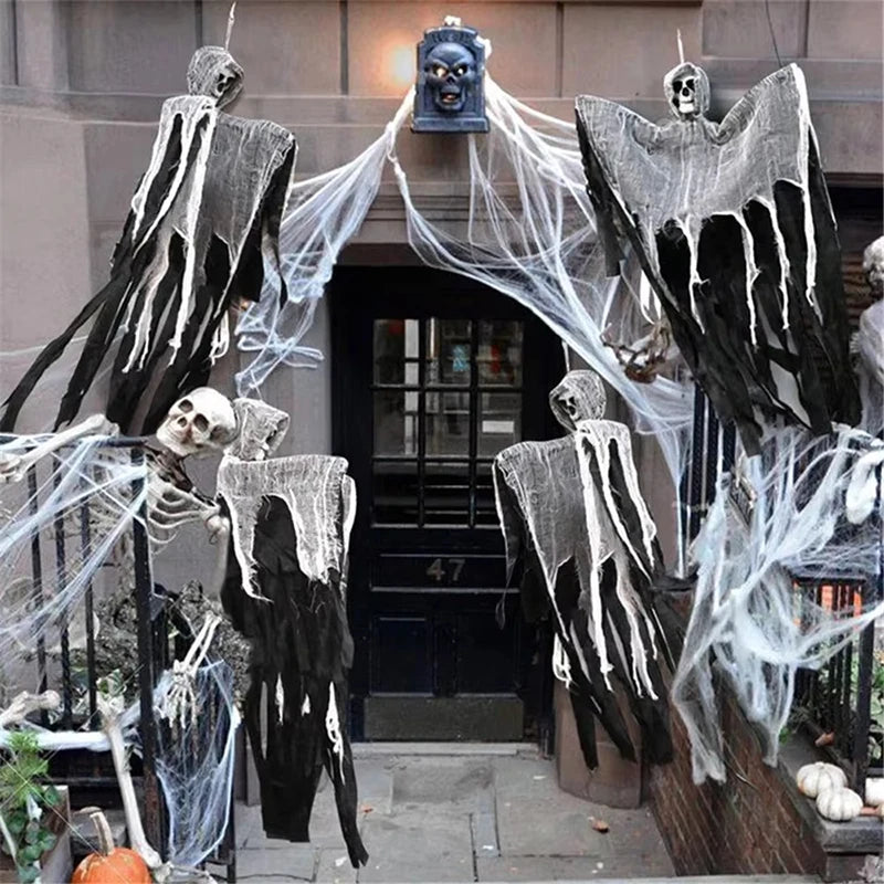 2025 Horror Skull Hanging Halloween Decorations Ghost Outdoor Haunted House Scary Pendant Props Halloween Party Decor Supplies
