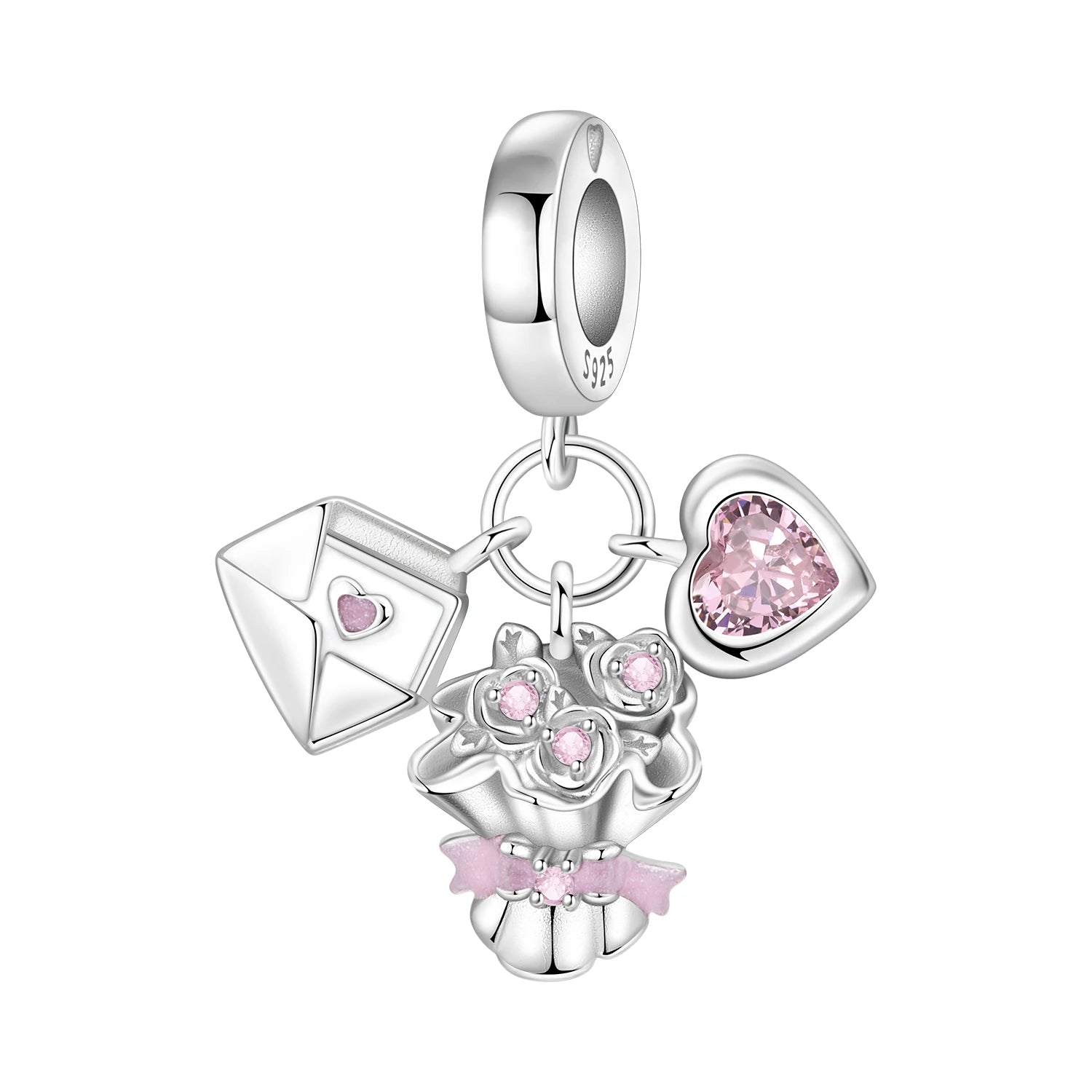 Original Charms Beads 925 Sterling Silver Zircon LOVE Winged Protect Heart Pendant For DIY Necklace Bracelet Fine Jewellery Gift