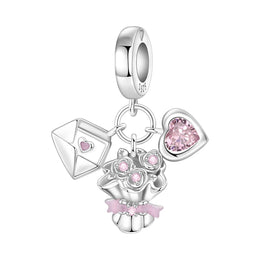 Original Charms Beads 925 Sterling Silver Zircon LOVE Winged Protect Heart Pendant For DIY Necklace Bracelet Fine Jewellery Gift