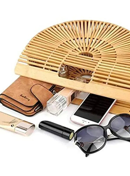 Y2k Fashionable Half-moon Hollow Bamboo Handbag
