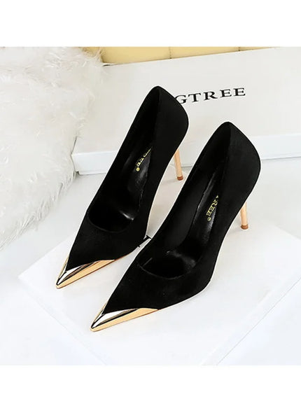 Women Fashion Comfort Suede High Heels Green Burgundy