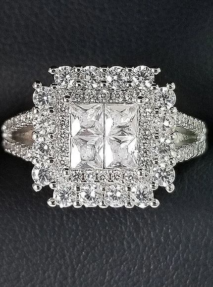 Kissicon Gorgeous Square Shape Ring – Iced Zircon