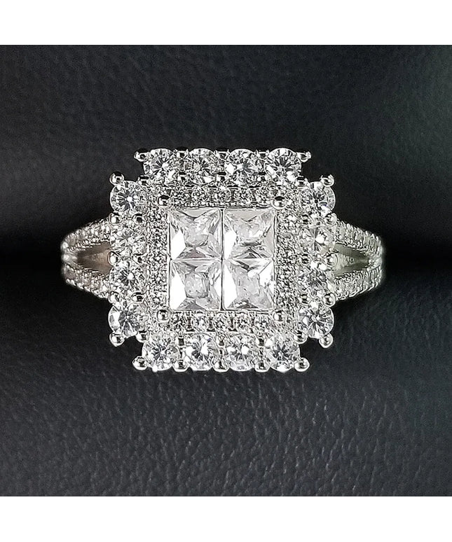 Kissicon Gorgeous Square Shape Ring – Iced Zircon