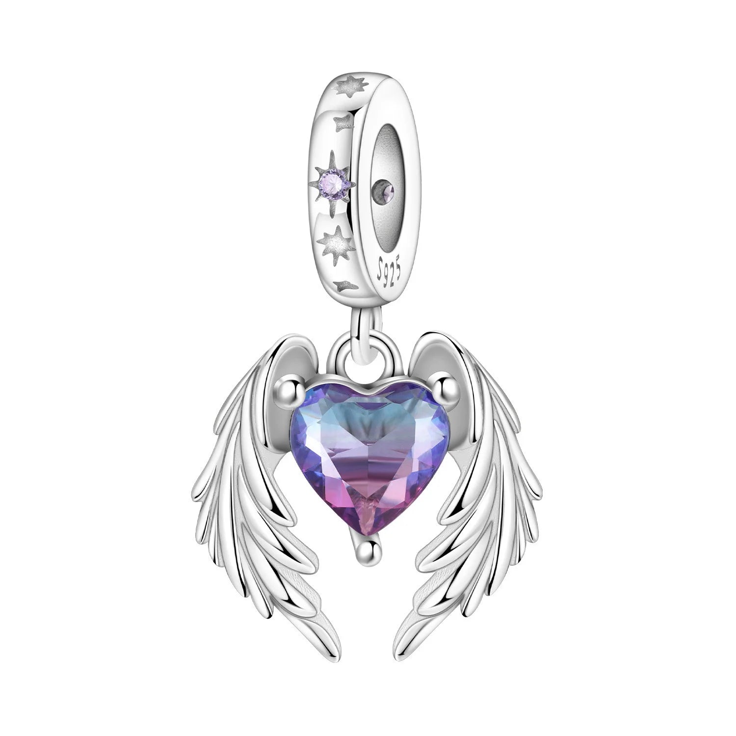Original Charms Beads 925 Sterling Silver Zircon LOVE Winged Protect Heart Pendant For DIY Necklace Bracelet Fine Jewellery Gift