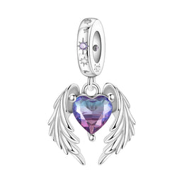Original Charms Beads 925 Sterling Silver Zircon LOVE Winged Protect Heart Pendant For DIY Necklace Bracelet Fine Jewellery Gift