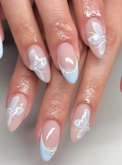 Kiss Icon Classic French 3D Flowers False Nails