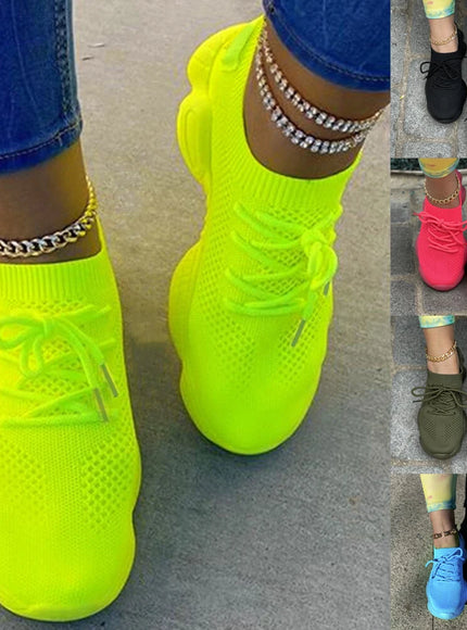 Women's Sneakers 2024 New Fashion Breathable Trainers Comfortable Sneakers Women Mesh Fabric Lace Up Female Footwear Women Shoes