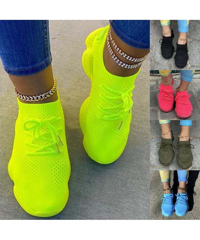 Women's Sneakers 2024 New Fashion Breathable Trainers Comfortable Sneakers Women Mesh Fabric Lace Up Female Footwear Women Shoes