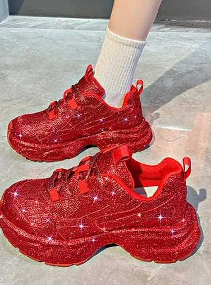 2025 Women Luxury Platform Sneakers Bling Casual Outdoor Shoes High Quality Running Tennis Sneaker Lace Up Fashion Sport Shoe