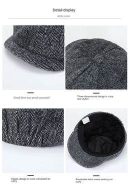 Men's Tweed British Newsboy Hat Herringbone Gatsby Hat Street Hats Octagonal Brim Hat Four Seasons Hip Hop Beret Painter Hat
