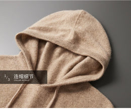MVLYFLRT Men's One-Piece Ready-to-Wear Hoodie 100% Merino Wool Knitted Sweater Shirt Autumn Winter Casual Large Top Long Sleeved