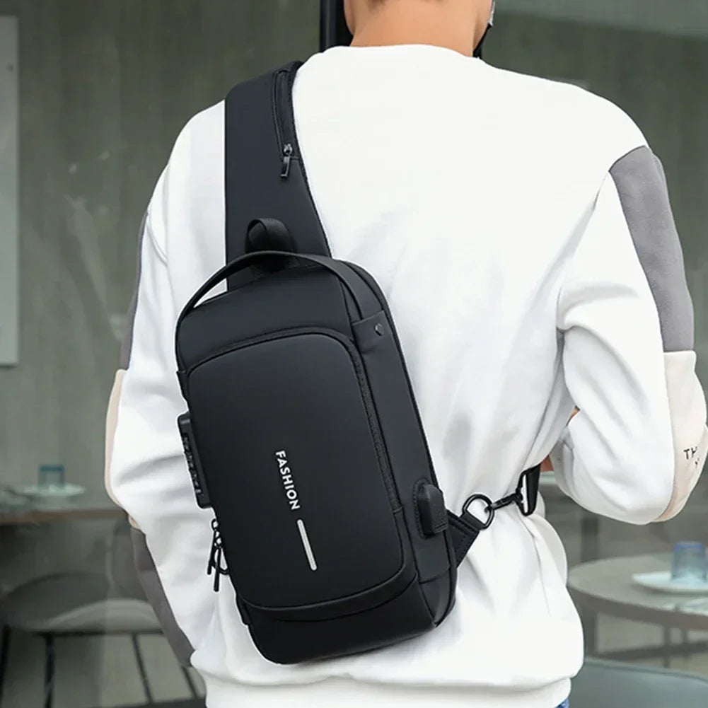 Multifunction Designer Anti-theft USB Shoulder Bag Crossbody Travel Sling Pack Messenger Pack Chest Bag Male Luxury Brand Men