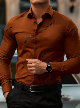 Men's personalized thorn print long-sleeved shirt. Business casual style, fashionable design, versatile and non-iron shirt.