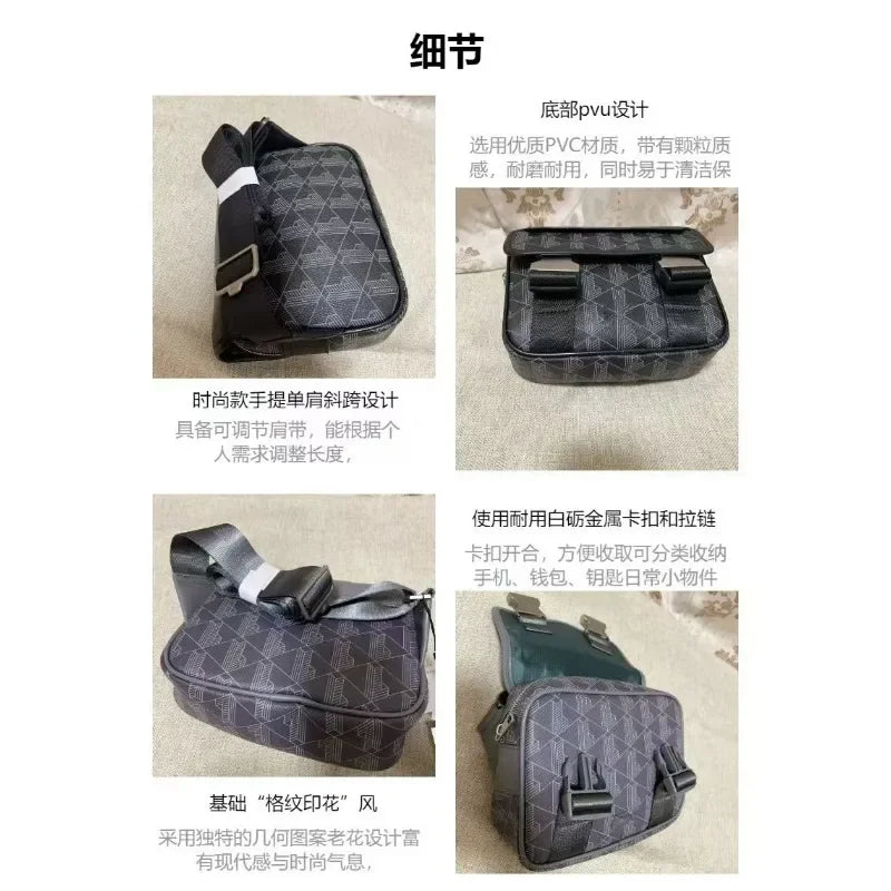 2026 New Men's Vintage Printed Crossbody Bag, Business Commuter Pu Leather Waterproof Shoulder Bag Storage Bag
