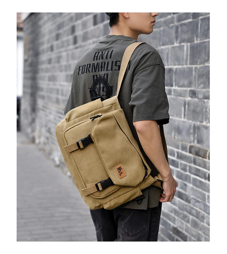 Men's Casual Crossbody Bag Large Capacity Single Shoulder Bag Commuter Mailman Bag Lightweight Leisure Backpack for Business