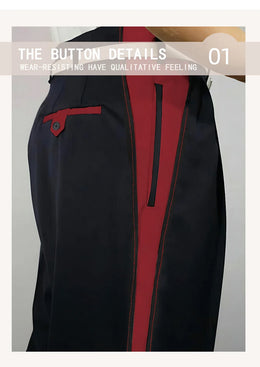 2026 Spring Summer Color Block Spliced Men Business Straight Pants Color Block Spliced  Straight Leg Men Business Pants