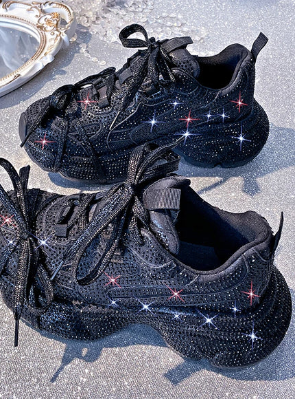 Women Luxury Platform Sneakers Bling Bling Casual Outdoor Shoes High Quality Running Tennis Sneakers Lace Up Fashion Sport Shoes