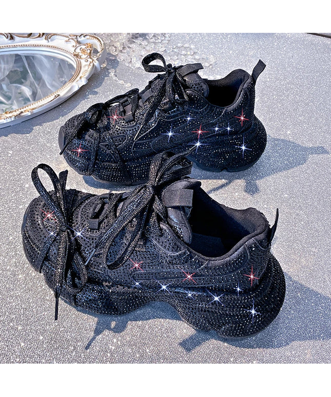 Women Luxury Platform Sneakers Bling Bling Casual Outdoor Shoes High Quality Running Tennis Sneakers Lace Up Fashion Sport Shoes