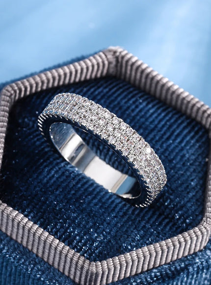 KissIcon Sparkling Zircon Ring S925 Silver Plated - Shine