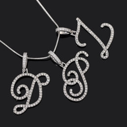 Flatfoosie New A-Z Cursive Initial Letter Name Pendant Necklace For Women Simple Rope Chain Letter Necklace Fashion Jewelry Gift