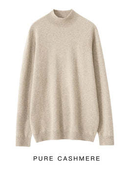 New Men's 100% Merino Wool Mock Neck Pullover Soft Warm Jumpers Quality Cashmere Sweater Casual Smart Knitwear Basic Tops Clothi