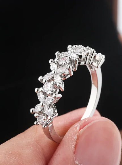 Luxury Female Small Natural Diamond Stone Ring 925 Silver Plated Engagement Ring Vintage Wedding Rings for Women