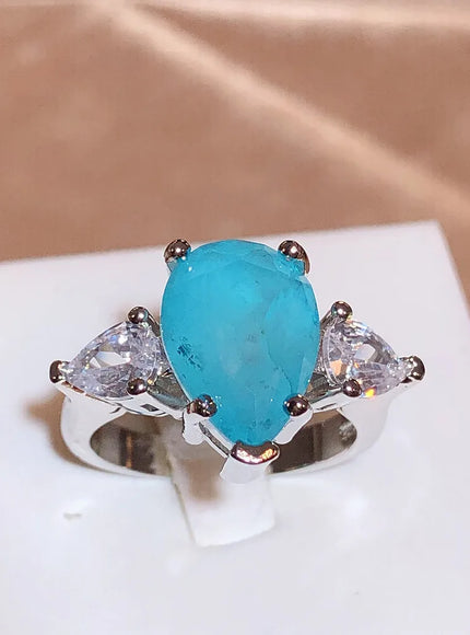 💋 Paraiba Zircon Ring Pink Blue Green - Luxury Jewelry