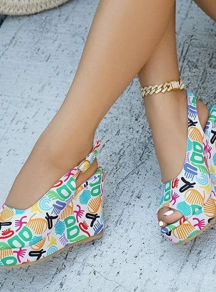 Print Decor Super High Heels Sandals for Women