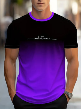 Men's Summer Letter Pattern Printed T-Shirt Men's Breathable Comfortable Simple Round Neck T-Shirt Outdoor Sports Casual Top