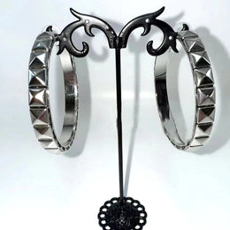 Punk Jewelry Silver 3D Geometric Earrings for Women Fashion Y2K Earrings Gothic Accessories Grunge Korean Charm Earrings