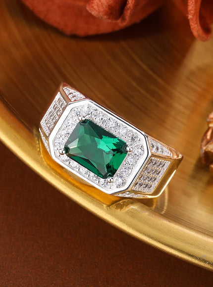 KissIcon Unisex Classic Green CZ Ring - Perfect Gift