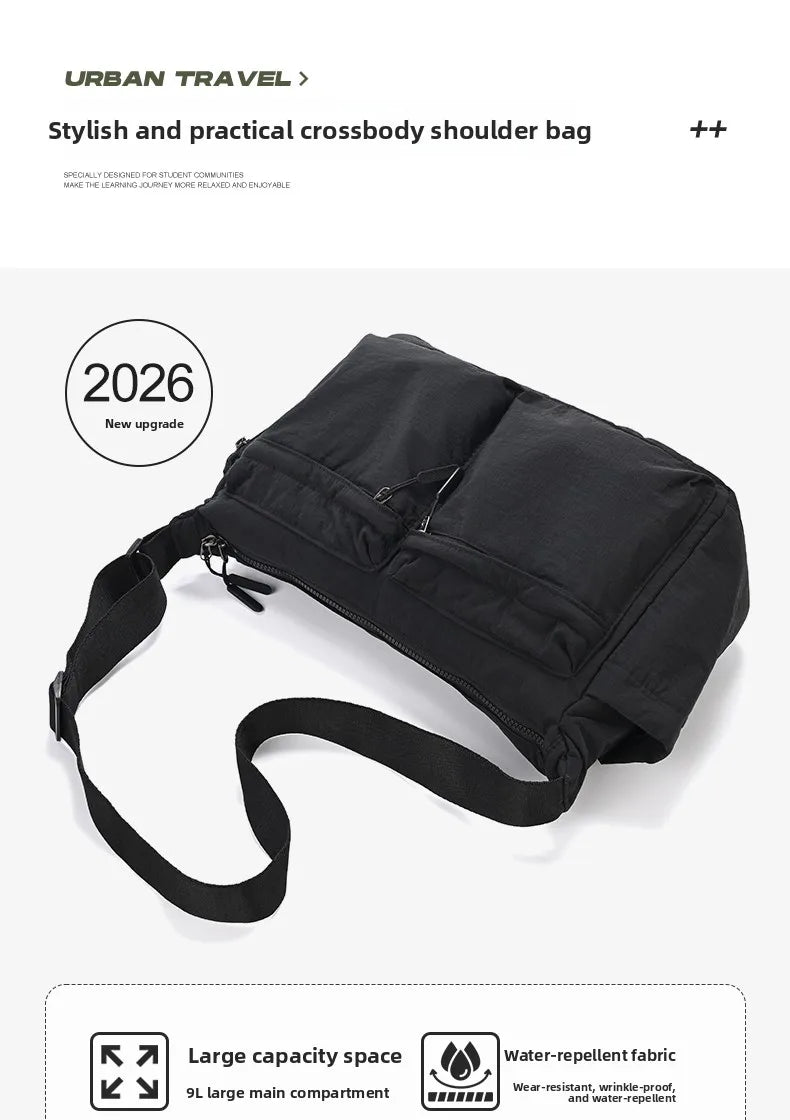 Unisex Casual Slanting Crossbody Bag Large Capacity Black Versatile Commuting Bag for Men And Women Suitable for Daily Use