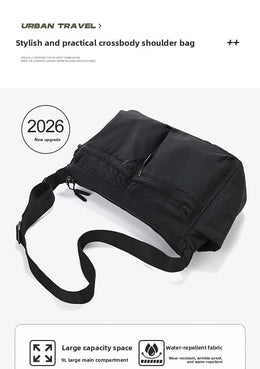 Unisex Casual Slanting Crossbody Bag Large Capacity Black Versatile Commuting Bag for Men And Women Suitable for Daily Use