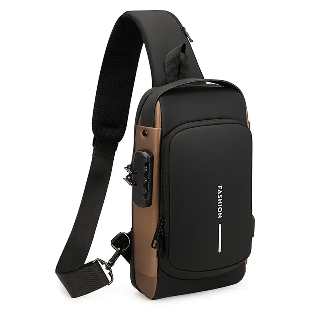 Multifunction Designer Anti-theft USB Shoulder Bag Crossbody Travel Sling Pack Messenger Pack Chest Bag Male Luxury Brand Men