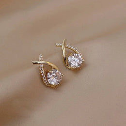 SKEDS Fashion Cross Stud Earrings For Women Korean Style Elegant Crystal Jewelry Ear Rings Fishtail Lady Earrings Gift