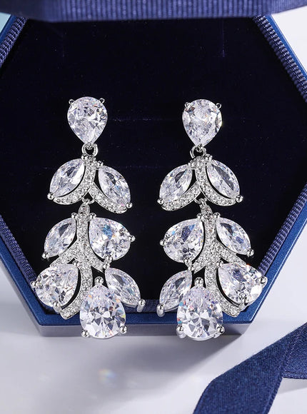 KissIcon Elegant 925 Silver Zircon Drop Earrings AAAA