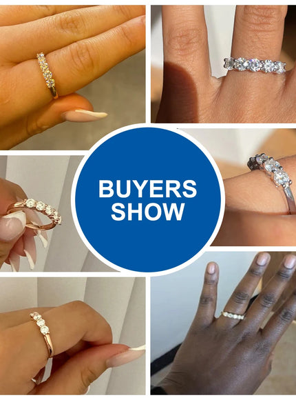 Moissanite Diamond Ring Set 5Pc Women Silver 925 Rose Gold