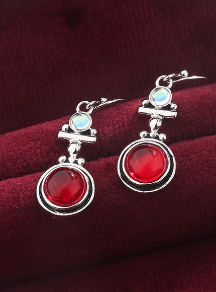 Vintage 925 Silver Earrings for Women Anniversary Gift with Red Zircon Jewelry Premium Earring drop earrings fashion jewelry