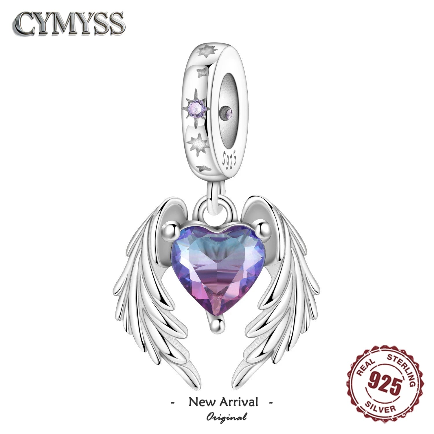 Original Charms Beads 925 Sterling Silver Zircon LOVE Winged Protect Heart Pendant For DIY Necklace Bracelet Fine Jewellery Gift