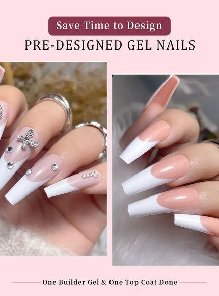 Colorful Fake Nails Set - Adhesive Glue Press